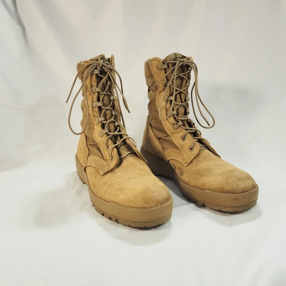 McRae Combat Boot Mens 8R Coyote Tan Suede Lace Up Military Tactical Vibram Lug